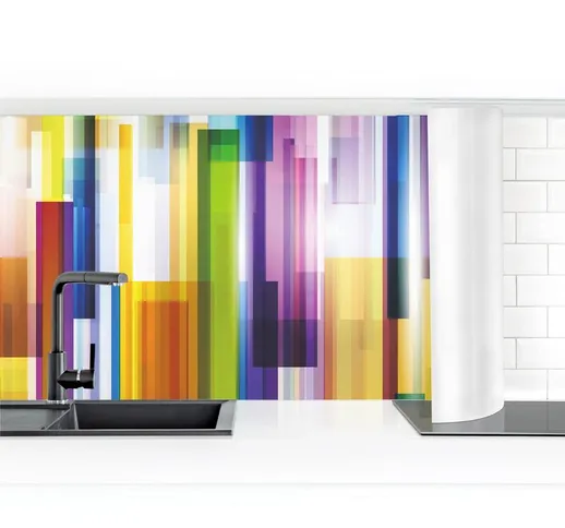 Micasia - Rivestimento cucina - Rainbow Cubes i Dimensione HxL: 80cm x 250cm Materiale: Ma...