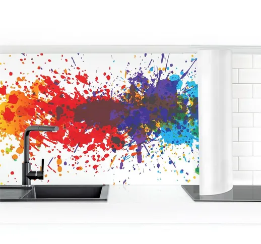 Rivestimento cucina - Rainbow Splatter I Dimensione H×L: 80cm x 100cm Materiale: Smart