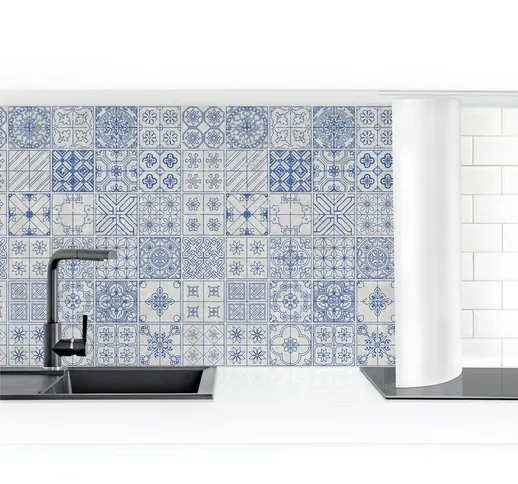 Rivestimento cucina - Tile Pattern Coimbra Blue Dimensione HxL: 80cm x 350cm Materiale: Sm...