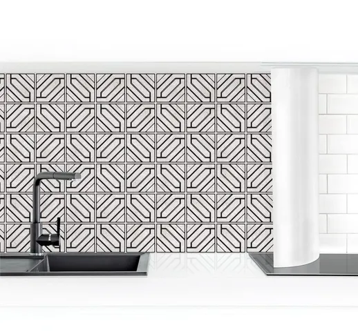 Rivestimento cucina - Tile Pattern Rhombuses Geometry Black Dimensione HxL: 60cm x 300cm M...