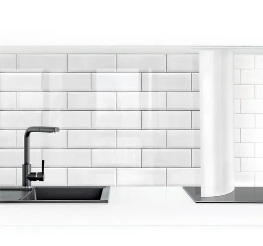 Micasia - Rivestimento cucina - White Ceramic Tiles Dimensione HxL: 80cm x 400cm Materiale...
