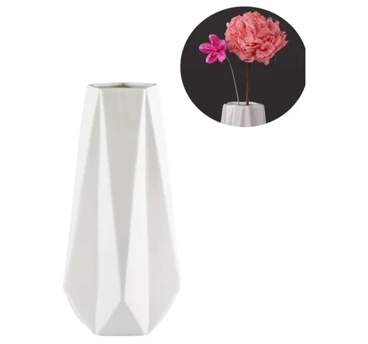 Rivet Modern, vaso angolare in gres, altezza 36,5 cm, bianco