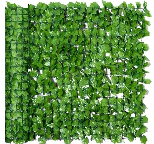 Rotolo di siepe finta per balcone in pe con foglie di acero 300X100 cm verde