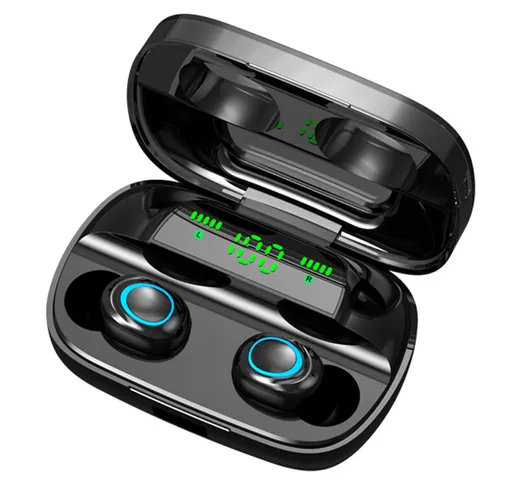 S11, vero auricolare Bluetooth wireless, Bluetooth 5.0, controllo touch, con cestino di ca...