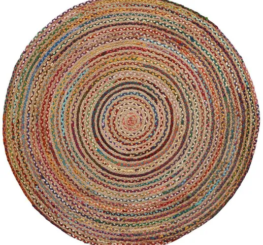 Tappeto rotondo Saht in iuta e cotone multicolor ø 150 cm - Multicolore - Kave Home