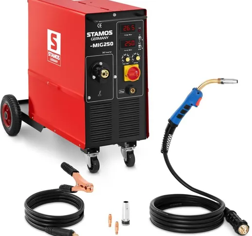 Saldatrice Inverter Mig Mag 250 a Stamos Welding Mig-Mag Smig-250 - Rosso