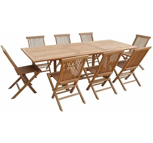 SALENTO - Set estensibile tavolo da giardino rettangolare e sedie pieghevoli teak - 180-24...