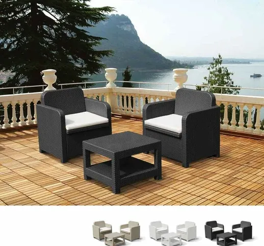 Salotto da esterni giardino poltrone Grand Soleil Giglio bar rattan 2 posti Colore: Nero