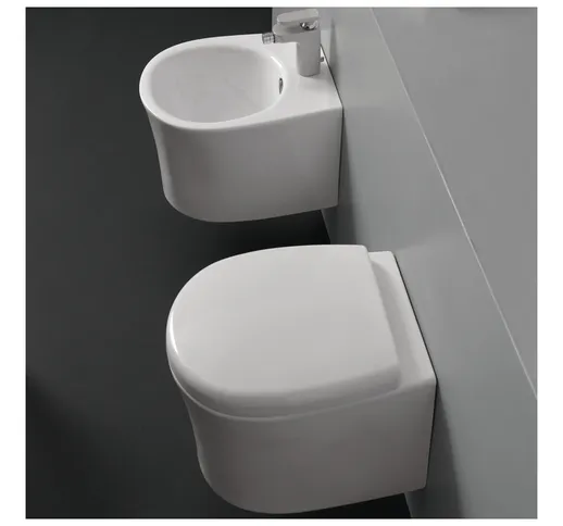 Sanitari in ceramica sospesi vaso wc + bidet + sedile made in italy con/senza staffe *** a...