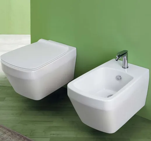 Sanitari sospesi collezione Baden Baden vaso bidet sedile slim soft close