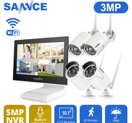  Sistema di telecamere di sicurezza NVR wireless a 4 canali HD da 5 MP con telecamere WiFi...