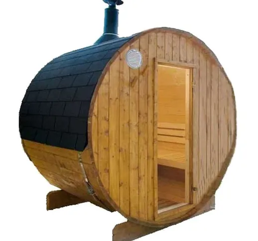Sauna da esterno a botte Harvia con stufa a legna 220 cm (L) x 220 cm (diametro)