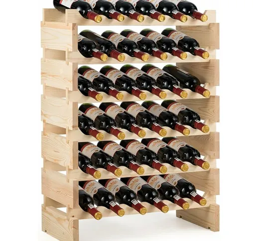 Scaffale per Bottiglie di Vino, Catinetta Portabottiglie a 6 Ripiani, per 36 Bottiglie, Le...