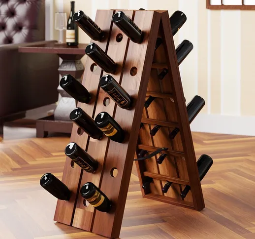 Deuba® Scaffale per vino finitura in legno duro di acacia 36 bottiglie dimensioni 87 x 40...