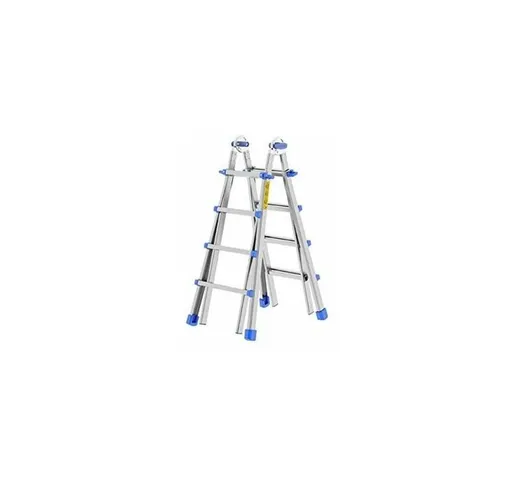 Scala EIFFEL 4+4 In Alluminio Altezza Massima 3,7 M Gradini Zigrinati Piedini Antisdruccio...