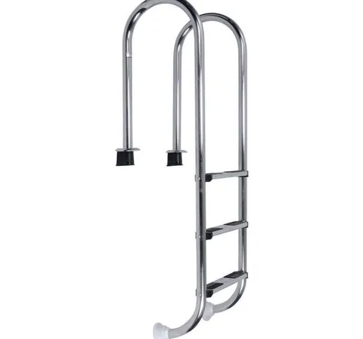 Scaletta Muro In Acciaio Inox Aisi 316l - 3 Gradini, Per Piscine Con Altezza Minima 1,10 M