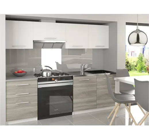 SCANDIK Cucina Componibile Lineare L 180/120 cm 5 pz Piano di lavoro INCLUSO Set di mobili...