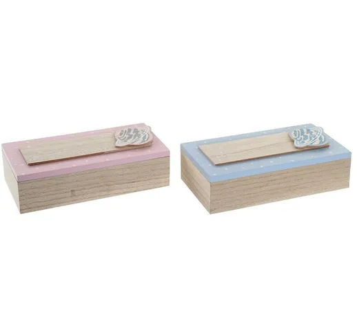 Scatola Decorativa DKD Home Decor Legno MDF (2 pcs) (22 x 6 x 9 cm)