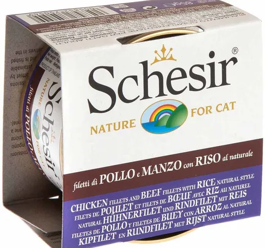 Filetti di Pollo, di Manzo e riso al naturale in acqua di cottura 85 g per gatti: 24 latti...