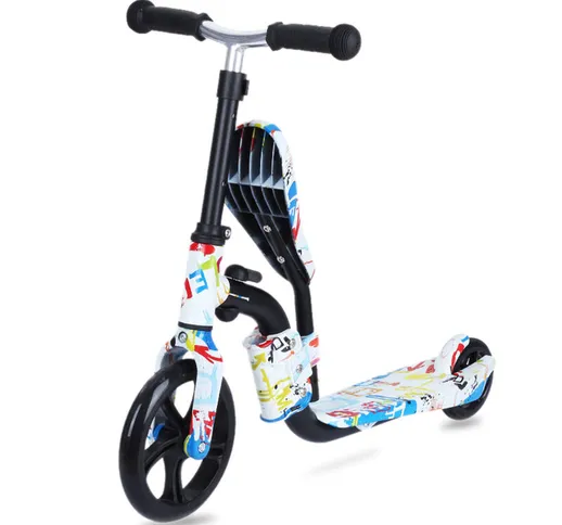 Scooter 2 in 1 e bici senza pedali per bambini Monopattino con ruote grandi Monopattino pi...