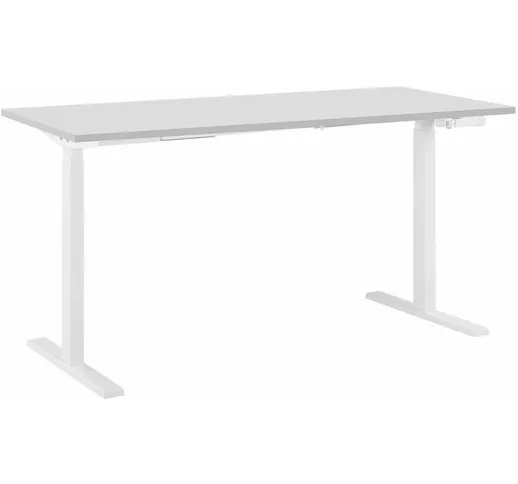 Beliani - Scrivania grigio / bianco 130 x 72 cm altezza regolabile manualmente DESTIN II