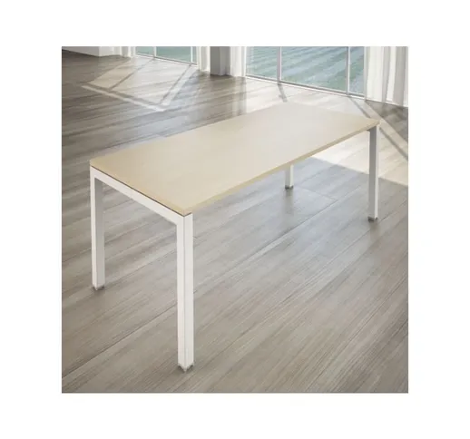 Joyshop - Scrivania operativa con 60 cm di profondità - Swing 5050 | 180 cm - Rovere - Bia...