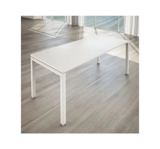 Joyshop - Scrivania operativa con 80 cm di profondità -Swing 5050 | 180 cm - Bianco - Bian...