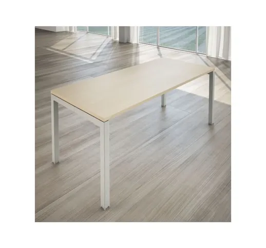 Joyshop - Scrivania operativa con 80 cm di profondità -Swing 5050 | 180 cm - Rovere - Allu...