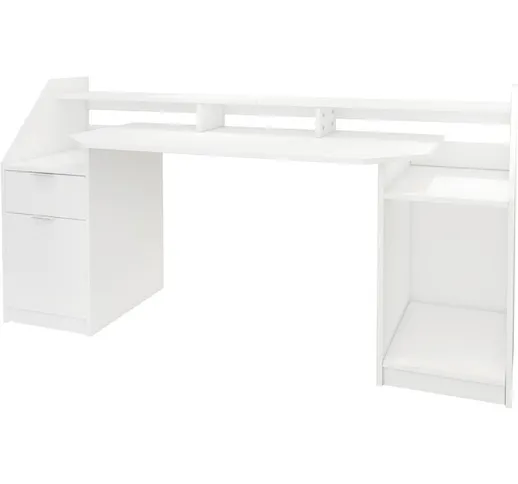 Ml-design - Scrivania per computer tavolo bianco ufficio mobile con cassetto ripiani 180 c...