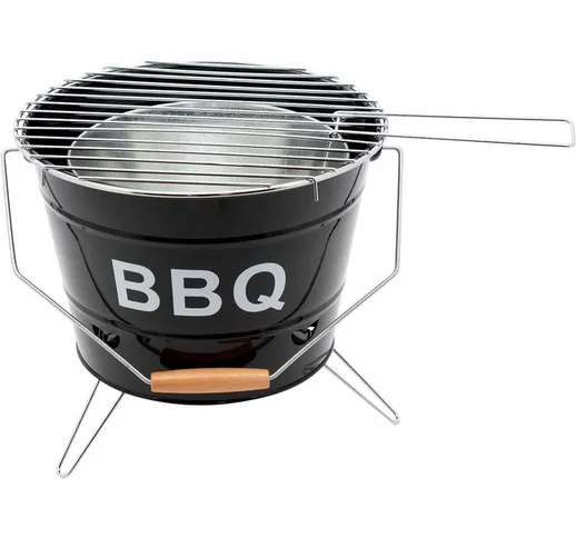 Secchiello Con Piedini Bbq Barbecue Griglia Carbonella Bucket da Tavolo 22x31 Cm