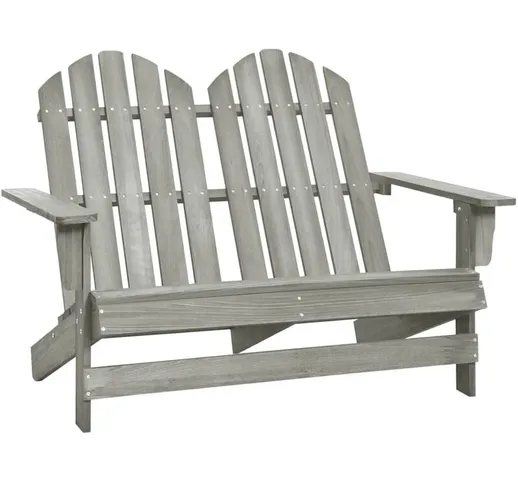 Longziming - Sedia 2 Posti da Giardino Adirondack in Abete Massello Grigio