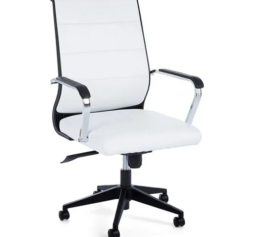 Sedia da ufficio ergonomica Brent con braccioli e ruote altezza regolabile -Bianco