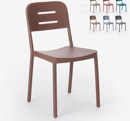 Sedia design in polipropilene moderno per bar cucina ristorante giardino Mose | Marrone