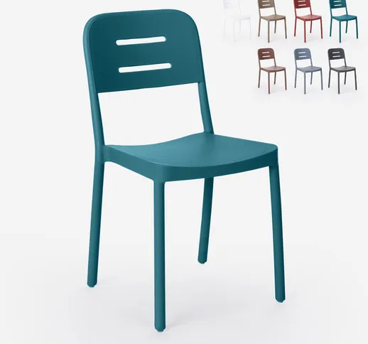 Sedia design in polipropilene moderno per bar cucina ristorante giardino Mose | Blu