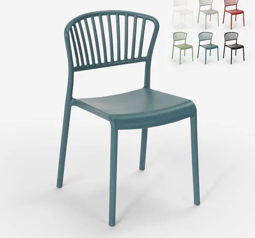 Sedia design moderno in polipropilene per cucina bar ristorante esterno Vivienne | Blu