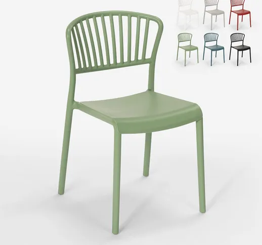 Sedia design moderno in polipropilene per cucina bar ristorante esterno Vivienne | Verde