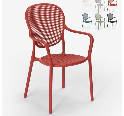 Sedia design moderno per cucina bar ristorante esterno in polipropilene Clara | Rosso