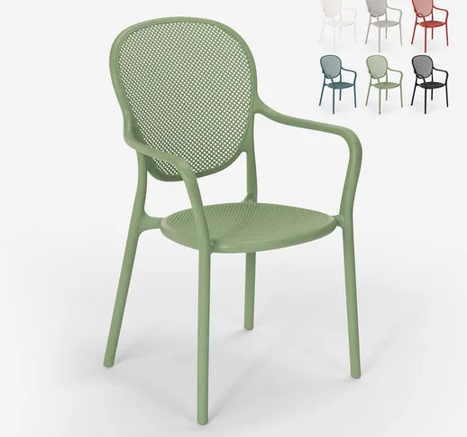 Sedia design moderno per cucina bar ristorante esterno in polipropilene Clara | Verde