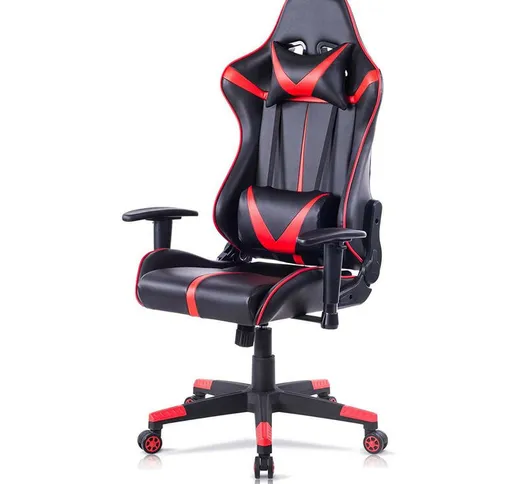 Sedia Gaming in Ecopelle con Braccioli e Altezza Regolabile Vari Colori colore: Nero e Ros...