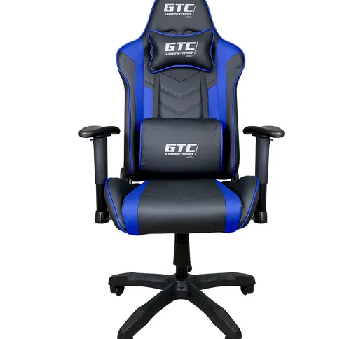 Sedia Gaming Professionale SimilPelle Reclinabile 180° Nero-Blu