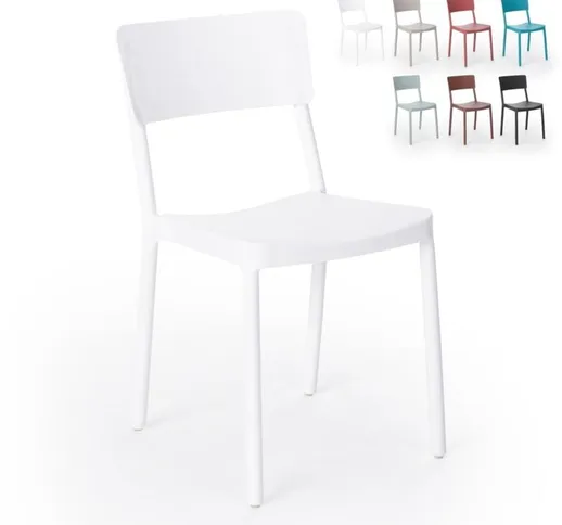 Sedia in polipropilene design moderno per cucina bar ristorante giardino Liner | Bianco