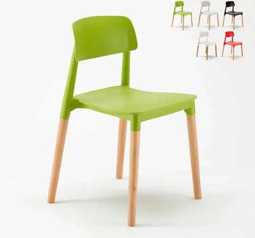 Sedie per Cucina e Bar Polipropilene e Legno Design Belloch Barcellona | Verde 2