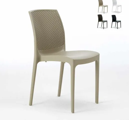 20 Sedie Plastica Poly Rattan Boheme Bar Ristorante | Beige - Grand Soleil