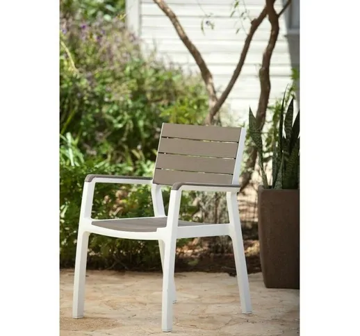 Poltrona sedia bar giardino effetto legno bianco e grigio resina sedie giardino arredo est...