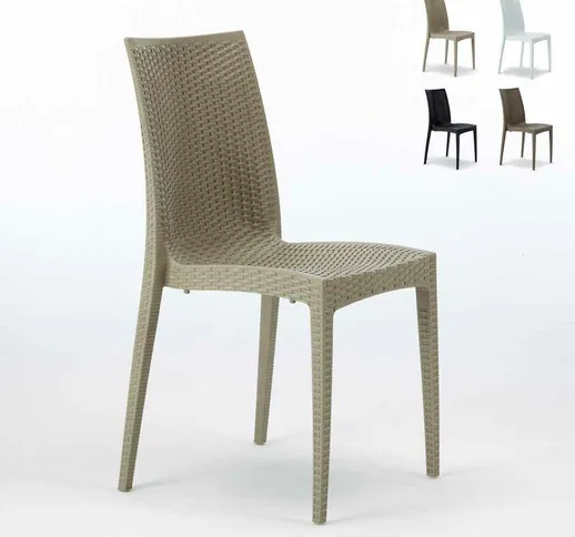 22 Sedie Poly rattan per bar e ristorante giardino Bistrot Beige - Grand Soleil