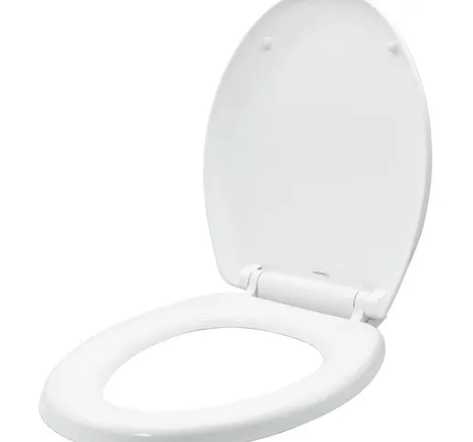 Sedile wc copri water tavoletta vaso universale bianco polipropilene pp sistema soft closi...