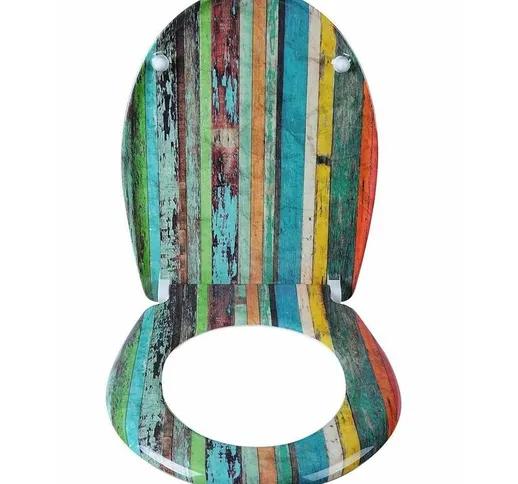 Copriwater Sedile wc Universale Soft Close Toilet Seat Bagno in plastica Old Board - Woltu