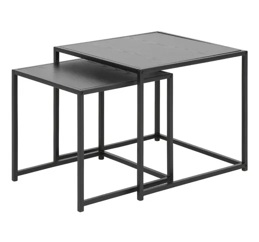 Selsey KRAPINA - Set di due tavolini da caffè - 50x50 cm e 45x45 cm - grigio