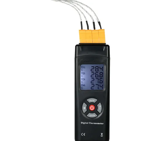 Asupermall - Sensore di termocoppia per termometro digitale LCD di tipo K a 4 canali -50 ~...