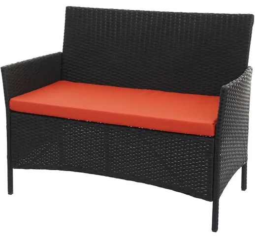 Serie Halden per l'esterno divano sofa 2 posti polyrattan antracite con cuscino arancione